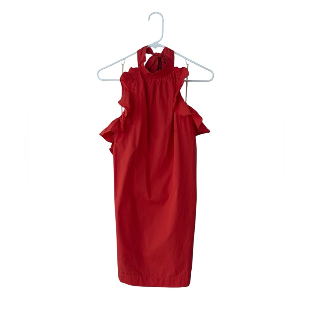 free people orange ruffle midi dress